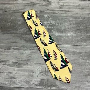 Robert Talbott Yellow Nautical Sailboat Pattern Silk Tie